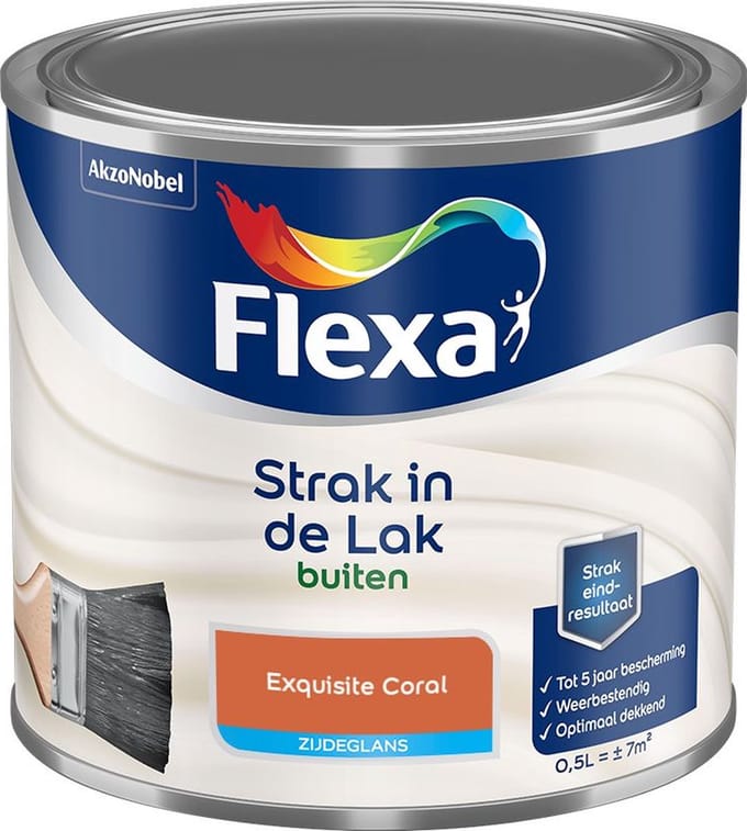 Flexa - Strak In De Lak Buitenlak Zijdeglans - Exquisite Coral - Mengverf - 500 Ml