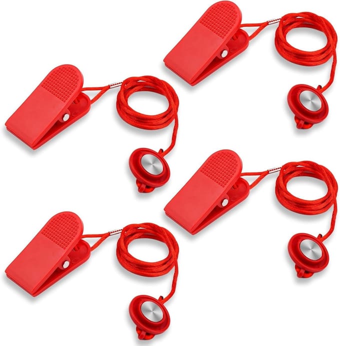 Loopband Veiligheidssleutel - Noodstop Magneet - Veilig Trainen - Universele Compatibiliteit - 4 Stuks - Rood