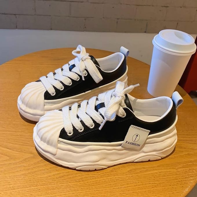Schelp Hoofd Witte Schoenen Dames Herfst Nieuwe Platform Casual Schoenen Show Voeten Kleine Casual Schoenen Ins Mode Sneaker 40 zwart