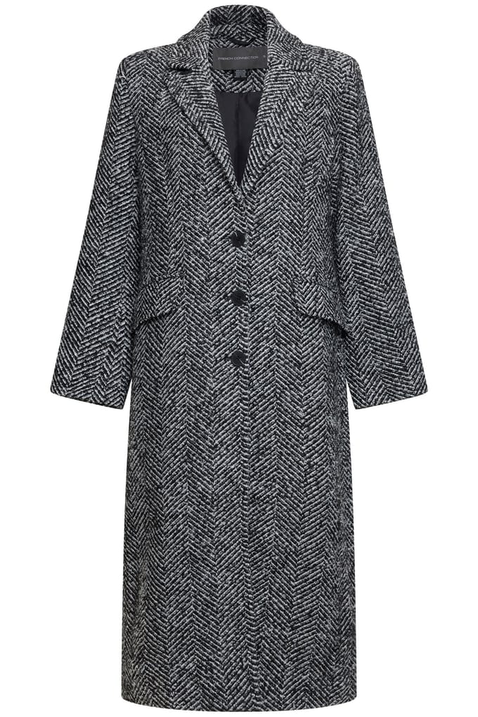 French Connection Herringbone Coat W Black/white Taglia: M | Cappotti monopetto Outlet | Donna | Nero