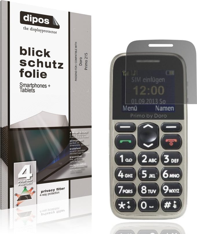 dipos – Matte Privacy Screenprotector geschikt voor Doro Primo 215 | Anti-Spy Beschermfolie