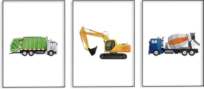 No Filter Kinderkamer poster set - 3 stuks - Voertuigen posters - 21x30 cm (A4) - Auto posters - Jongenskamer posters