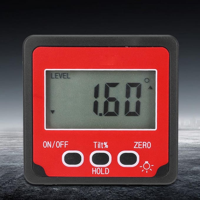 Rapporteur d'Angle Numérique Inclinomètre à 3 Boutons avec Base Magnétique Outil de Mesure red
