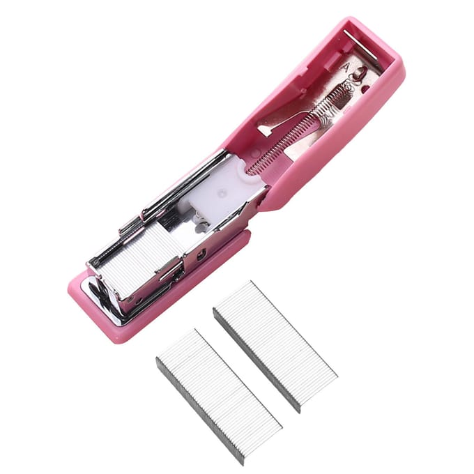 Mini Agrafeuse Portable Polyvalente Robuste Mignonne Petite Agrafeuse Portative avec Agrafe pour Maison École Bureau Rose rose