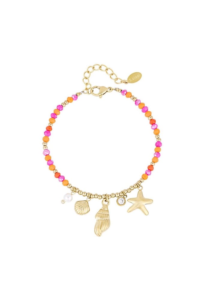 Armband schelp swim - Goudkleur - Moederdag - Cadeau - Zee - Kralen