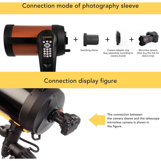 Telescoopcamera SCT Adapter T2 Ring PAluminiumlegering voor Systeemcamera R-vattingcamera yellow