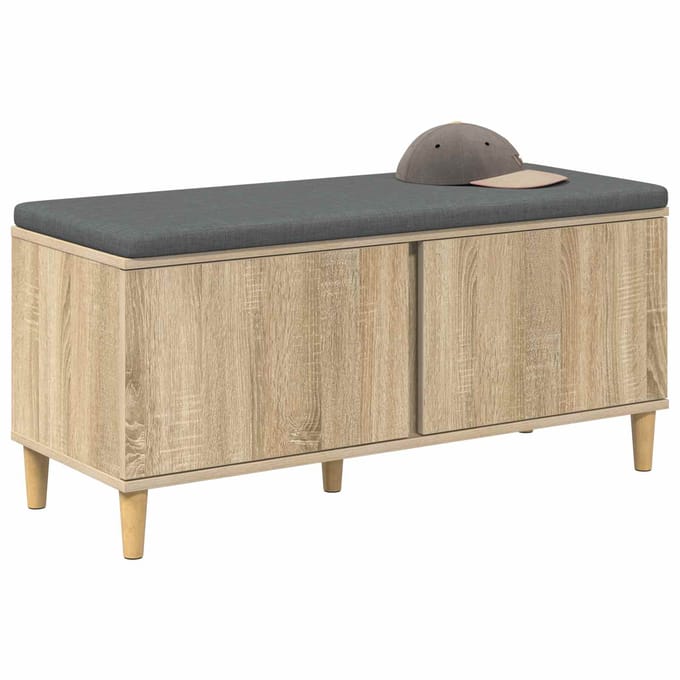vidaXL - Hallenbank - Sonoma - Eik - 100 - x - 38 - x - 46 - cm - Geengineerd - Hout - en - Stof