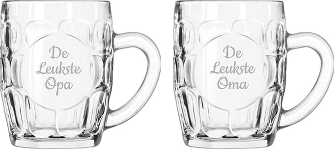 Gegraveerde Bierpul 55cl De Leukste Opa- De leukste Oma