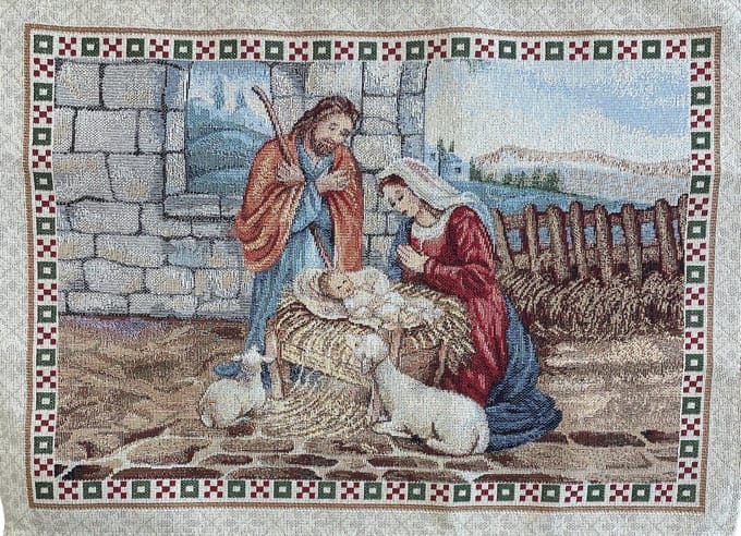 Placemat - Gobelinstof - Kerst - Kerststal - 35 x 45 cm