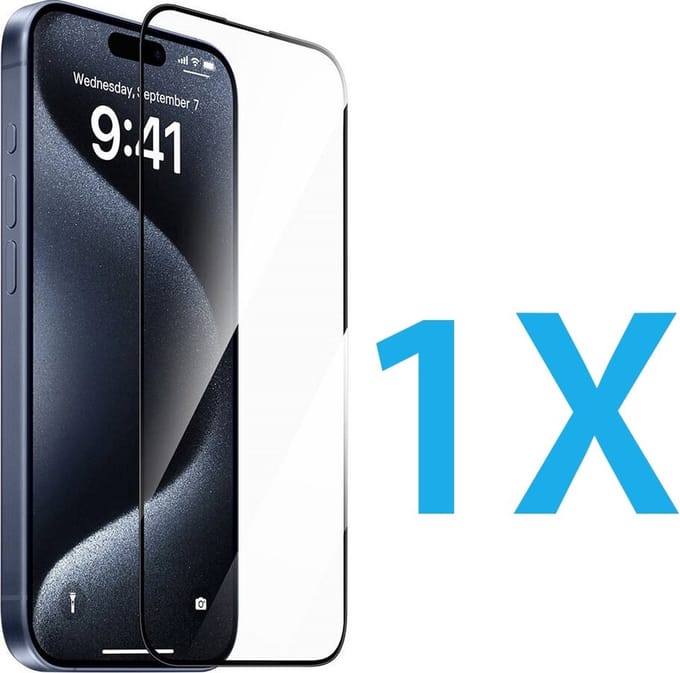 1x Full Cover Screenprotector Geschikt voor: iPhone 16 Pro Max - Screen protector - volledige glas - bescherming - beschermglas - ZT Accessoires