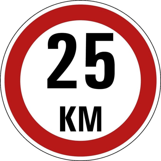 Maximaal 25 km sticker, A1 100 mm
