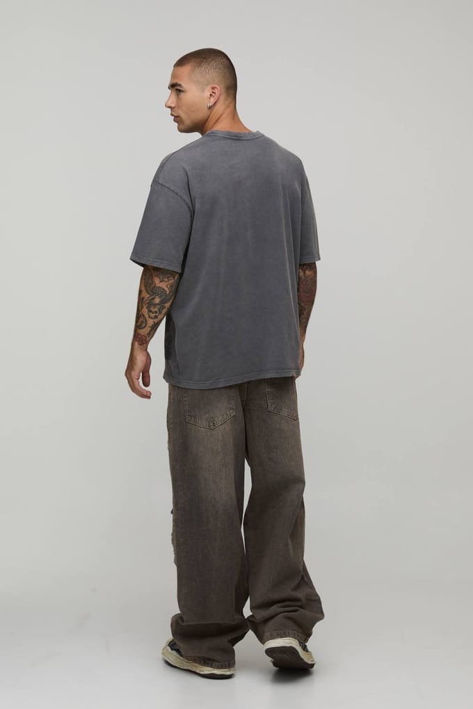 Extreme Baggy Jeans Met Scheuren Over De Hele Broek | Stone | Size 38