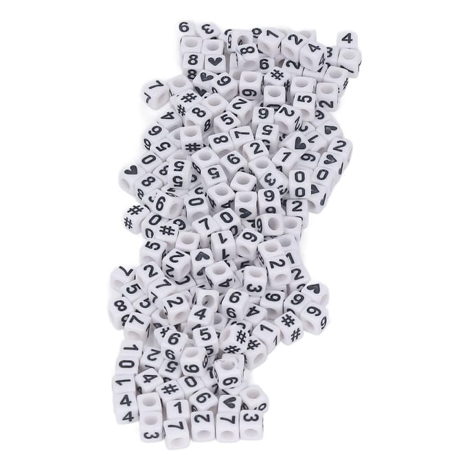 300 Stuks Acryl Cijfer Kralen Wit 7x7mm Acryl Kralen voor Sieraden Maken DIY Armbanden Decoraties white