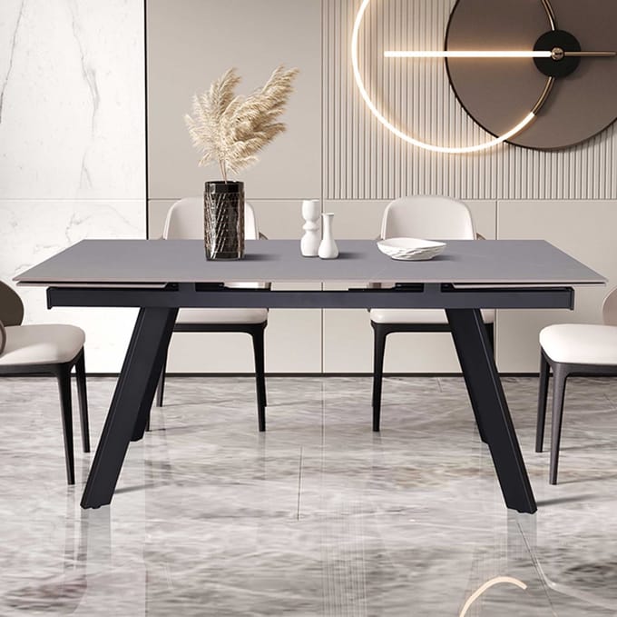 Uitschuifbare eettafel Hertha | 160/240 x 90 x 76 cm | Grijs/Steen-imitatie marmer