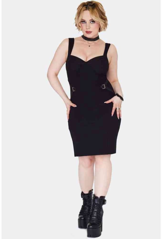Jawbreaker - Side Strap Bodycon jurk - M - Zwart
