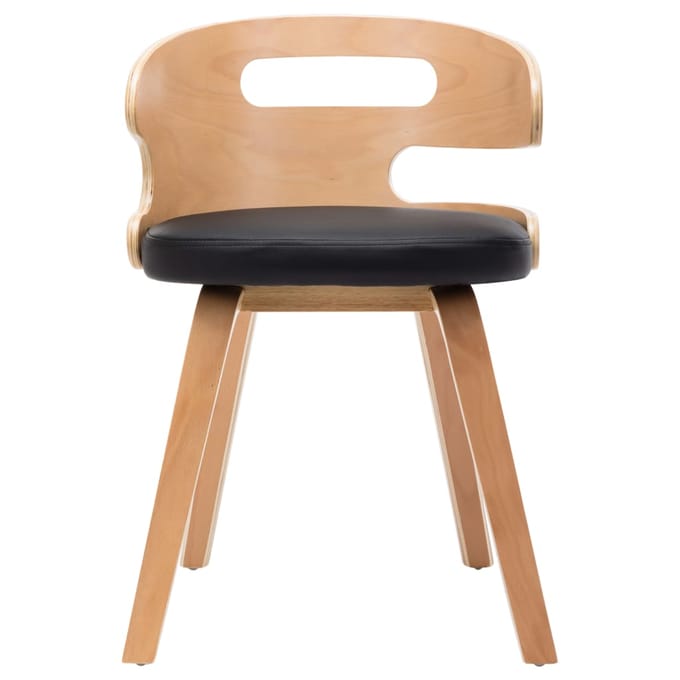 vidaXL - Eetkamerstoelen - 4 - st - gebogen - hout - en - kunstleer - zwart