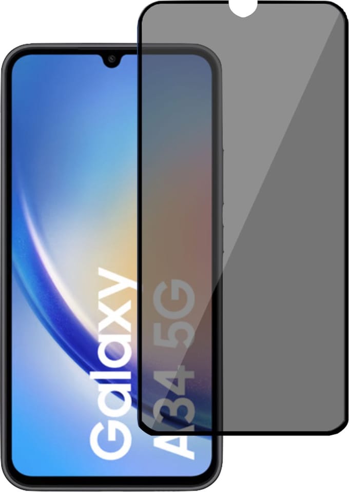 Screenprotector geschikt voor Samsung A34 Privé – Screenprotector geschikt voor Samsung A34 Privacy Screen Protector Tempered Glass