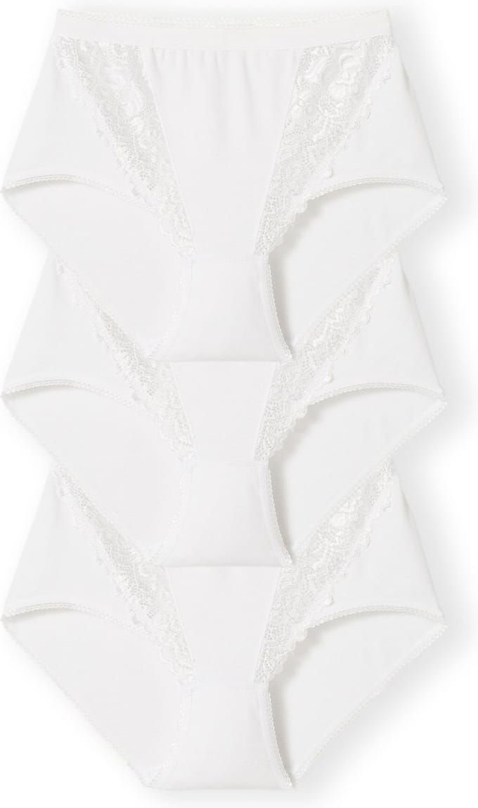 Damart - Set van 3 maxislips van katoenmix in gemengde kleuren - Dames - Wit - 42/44