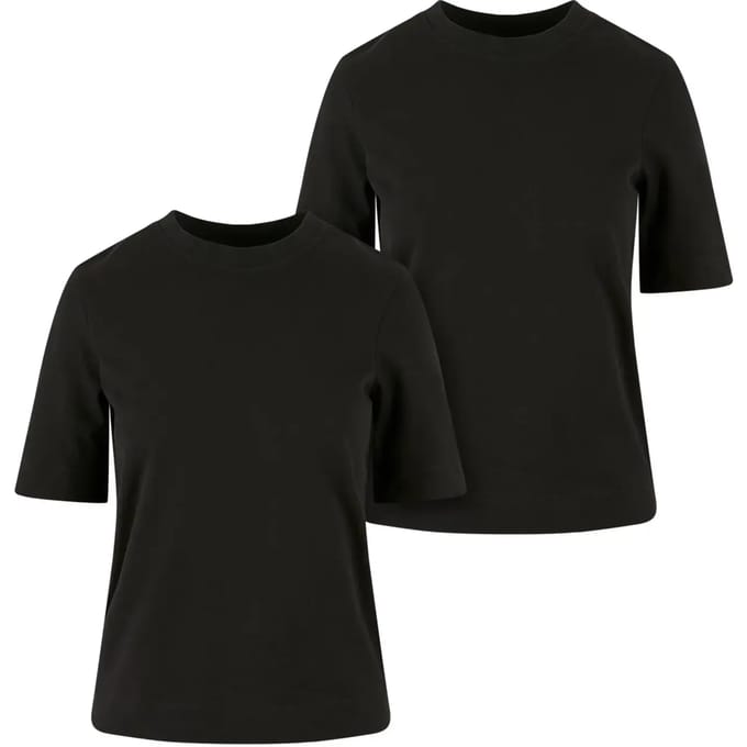 Urban Classics - Classy 2-Pack Dames T-shirt - XS - Zwart/Zwart