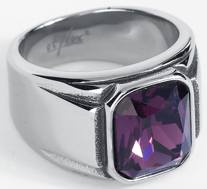 etNox hard and heavy - Gothic Ring - Simply Purple - zilverkleurig