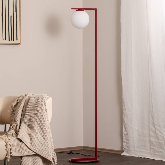 ALDEX Vloerlamp Zac, opaal/wijnrood, 1-lamp