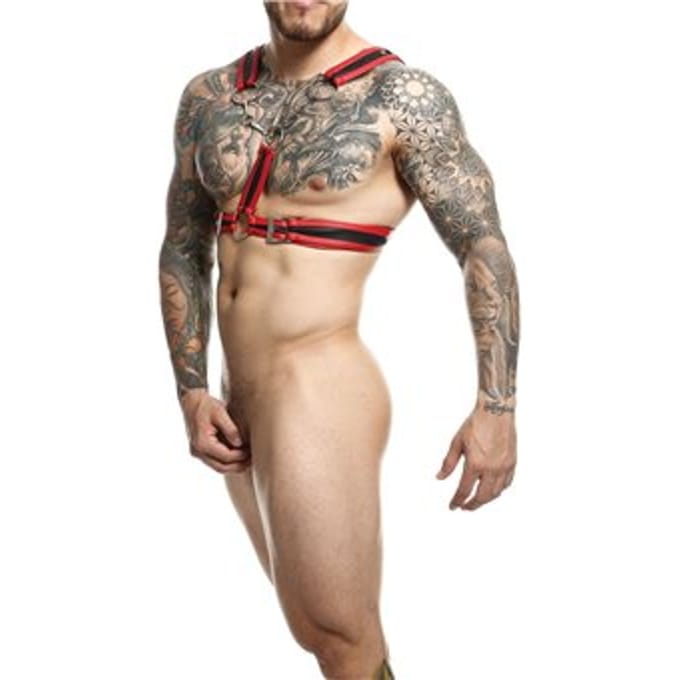 Mob Eroticwear Dngeon Cross Chain Harness Red