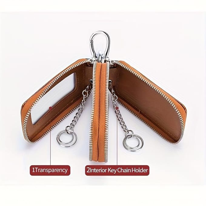Étui à clés double couche en cuir PU à accrocher sécurisé à la taille pour le rangement des clés de voiture - Mini sac élégant pour accessoires d'intérieur noir