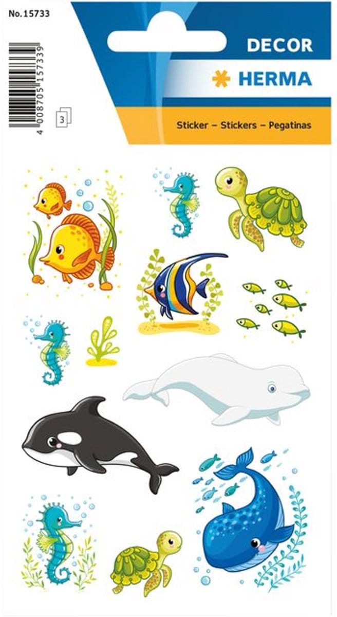 Décor sticker walvissen en zeedieren | 10 stuks