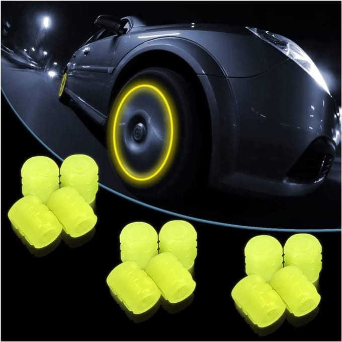 Dailygoods- Bandklepdoppen 12 Stuks - Verlichte Ventieldoppen - Auto