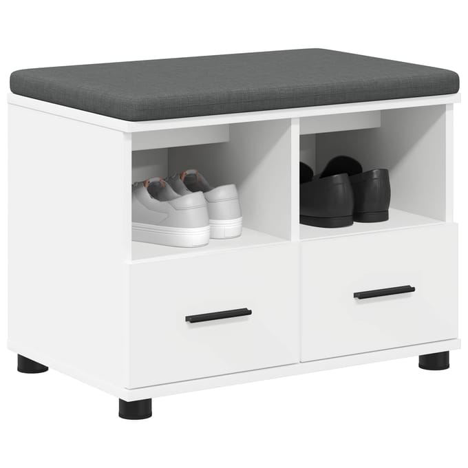 vidaXL - Hallenbank - Wit - 60 - x - 38 - x - 46 - cm - Geengineerd - Hout - en - Stof