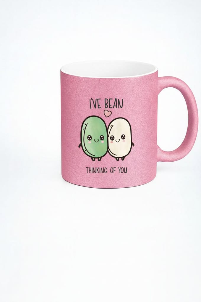 Grappige 'I've Bean Thinking of You' Mok - Roze Glitter - Liefde Cadeau