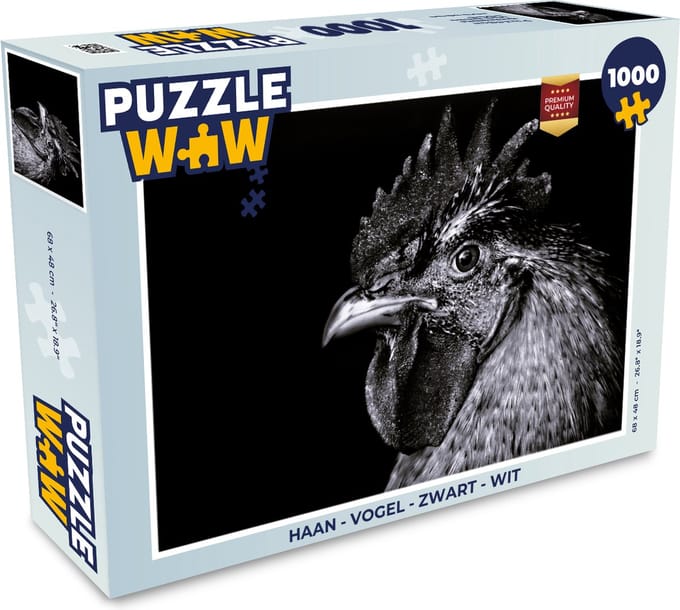 Puzzel Haan - Vogel - Zwart - Wit - Legpuzzel - Puzzel 1000 stukjes volwassenen