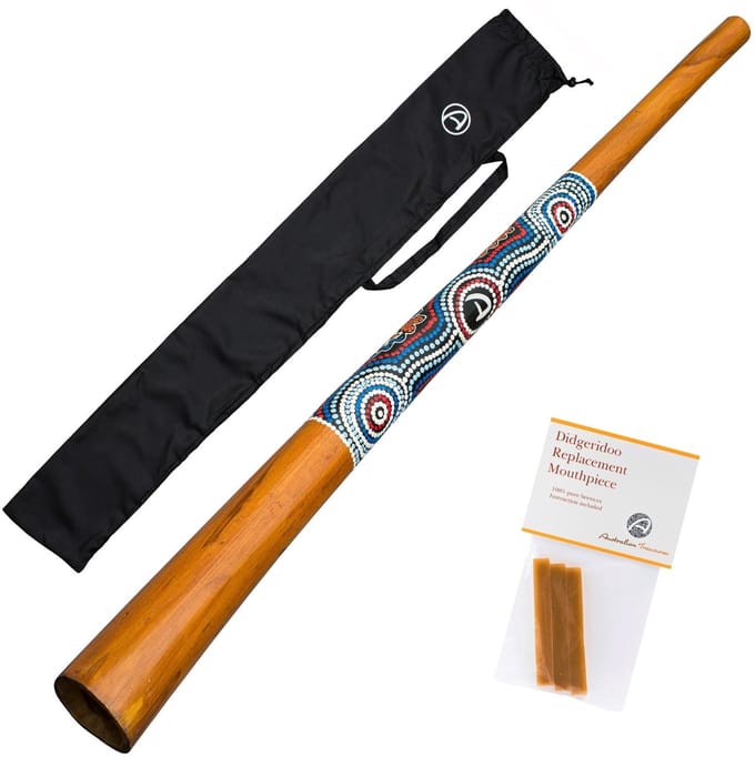 Houten Didgeridoo 130cm – Handbeschilderd met DVD en Tas