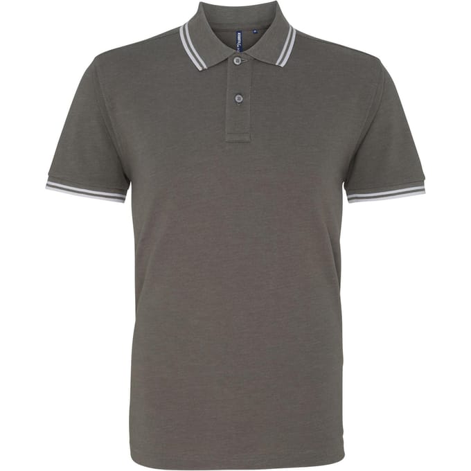 Asquith & Fox Heren Klassiek Fit getipt Poloshirt (Houtskool/Wit)