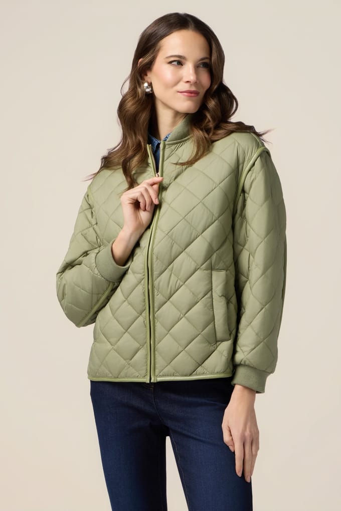 Oltre Lightweight Quilted Bomber Jacket Military Green Taglia: M | Bomber Outlet | Donna | Verde