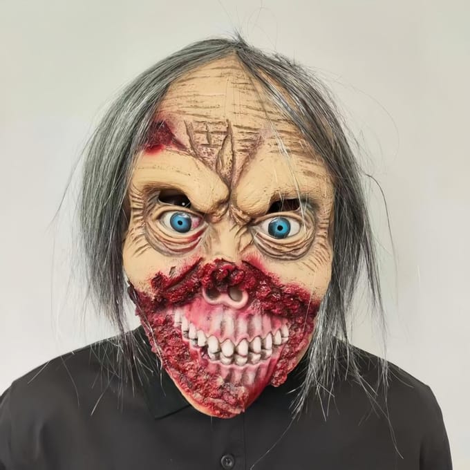 Masque en Latex Zombie Bouche Pourrie One size fits all adults beige