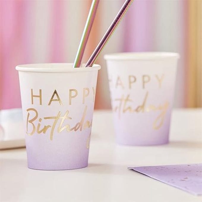 Mix It UP - Lilac Happy Birthday Paper Cups (8 stuks)