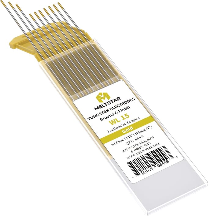 TIG Laswolfram Elektroden 1,5% Lanthanated 5/32" x 7" (Goud) 10 Stuks