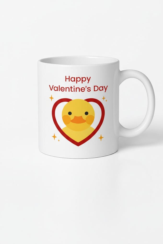 Valentijn Mok met Lief Eendje en Hart - Happy Valentine's Day Cadeau