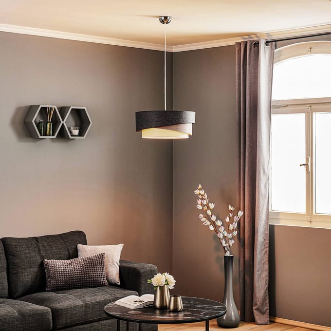 Euluna Kobo hanglamp, grafiet/grijs/wit