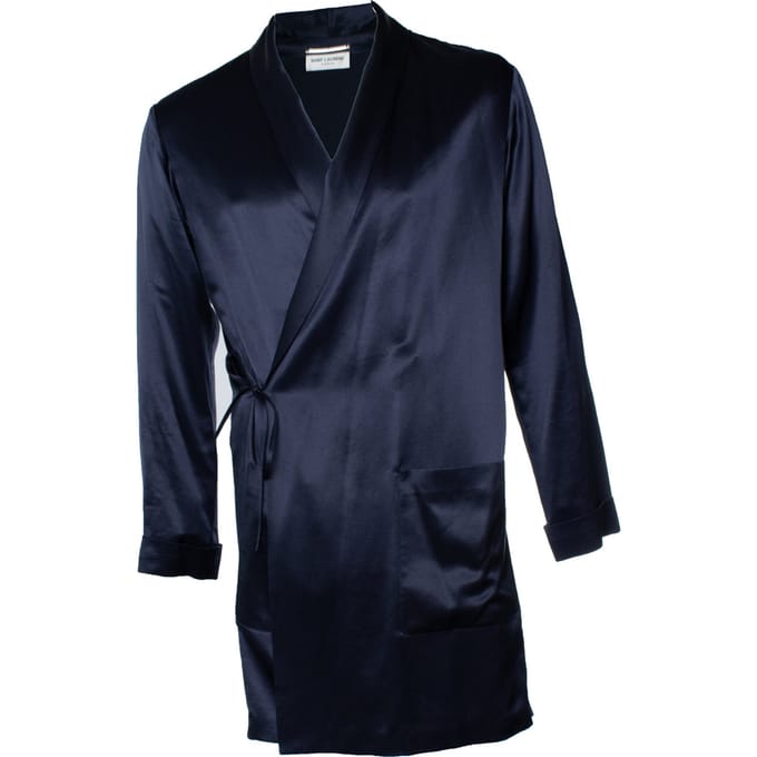 Saint Laurent, blauwe zijden kimono 2022