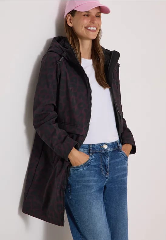 Softshell-jas met capuchon en luipaardprint