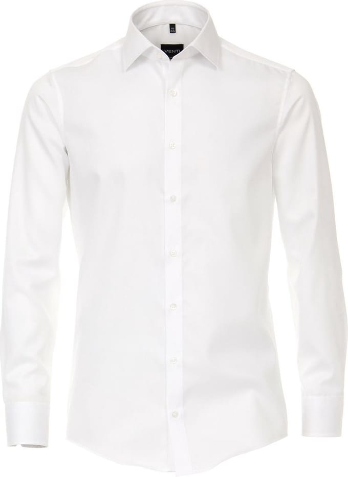 VENTI modern fit overhemd - twill - wit - Strijkvriendelijk - Boordmaat: 38
