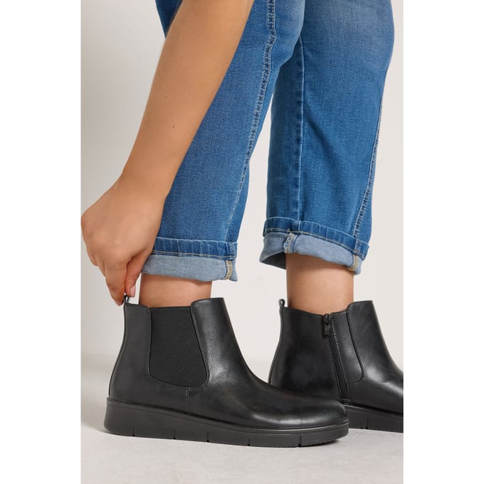 Yours Zwarte Sleehak Chelsea Boots In Brede Epasvormsize 37EEE