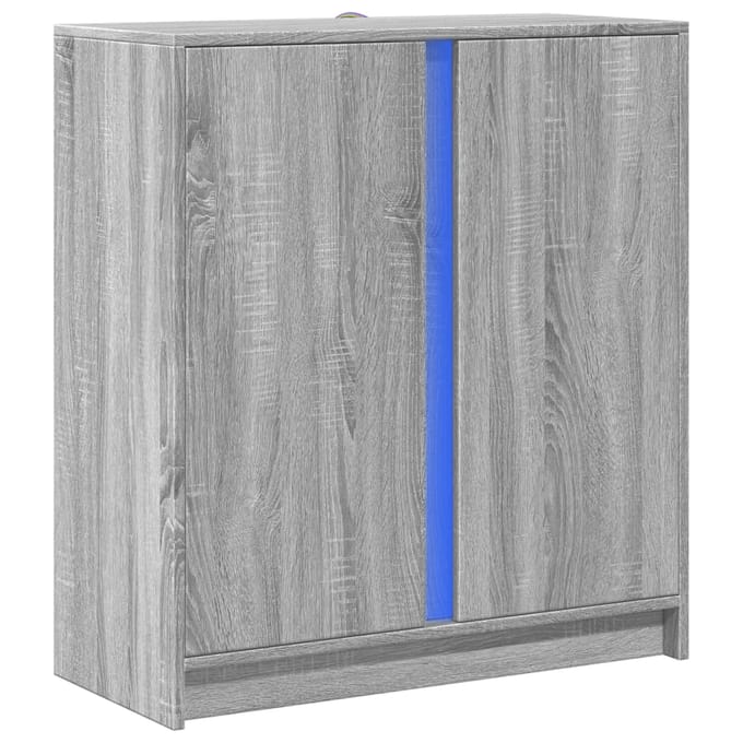 vidaXL - Dressoir - met - LED - 77x34x85 - cm - bewerkt - hout - grijs - sonoma - eiken