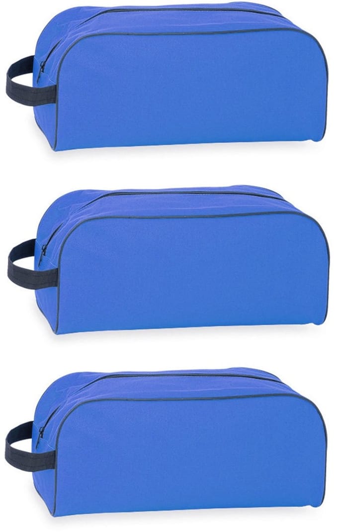 Schoenentas - 3x - 8 liter - blauw - 35 x 16 x 15 cm - polyester - ritssluiting - reizen