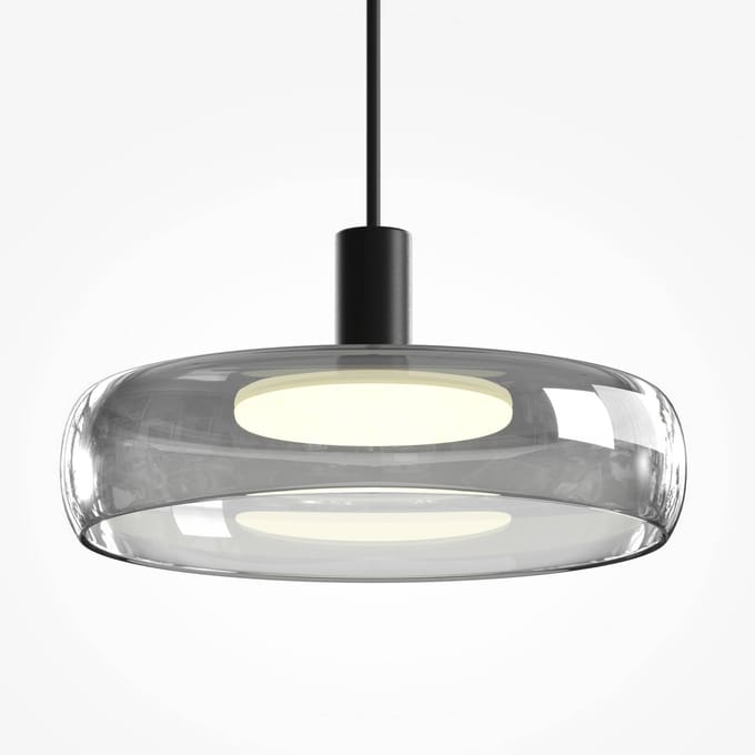 Maytoni LED hanglamp FLOAT, grijs/zwart, Ø 20 cm, glas/metaal