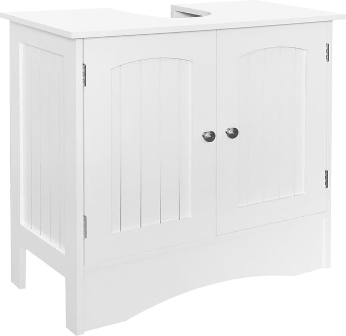 ML-Design Badmeubel wit 60x30x60cm, badmeubel 2 deuren, legplank, veel opbergruimte, vrijstaand, landelijke stijl, badmeubel van MDF hout, badkamermeubel badkamermeubel
