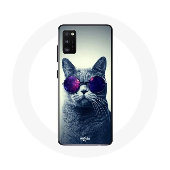 Samsung Galaxy A41 hoesje Kat Paarse Brilstijl