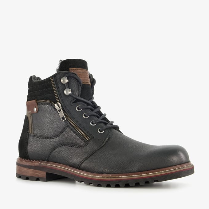 Van Beers leren heren veterboots zwart - Maat 46